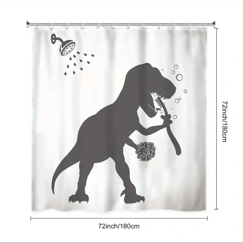 Awesome Dinosaur T-Rex In The Shower Silhouette‎ Shower Curtain
